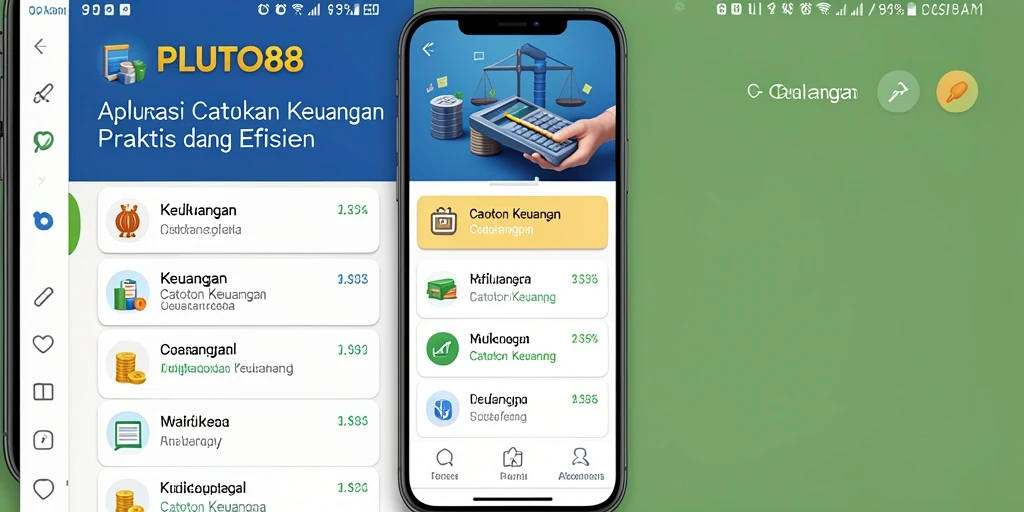 Antarmuka PLUTO88 menampilkan catatan keuangan yang rapi dan jelas.