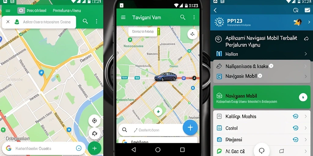 Tampilan antarmuka aplikasi Navigasi Mobil PP123 yang interaktif dan informatif.